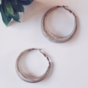 Vintage Glam 70s Silver Disco Spiral Slinky Hoops